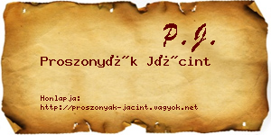 Proszonyák Jácint névjegykártya